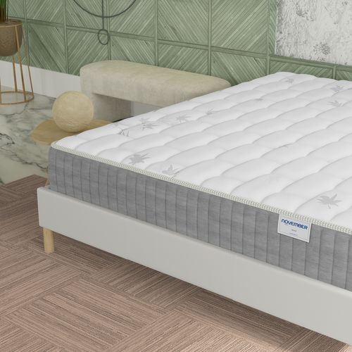 Ensemble 180x200 cm, sommier + matelas ressorts ensachés, ép. 25cm à mémoire de forme