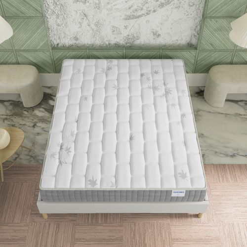 Ensemble 180x200 cm, sommier + matelas ressorts ensachés, ép. 25cm à mémoire de forme