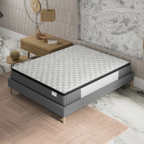 Ensemble 120x190 cm, sommier + matelas ressorts ensachés, ép. 30cm à mémoire de forme