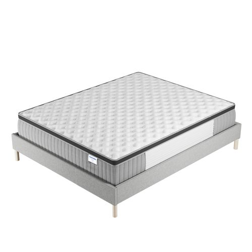 Ensemble 180x200 cm, sommier + matelas ressorts ensachés, ép. 30cm à mémoire de forme