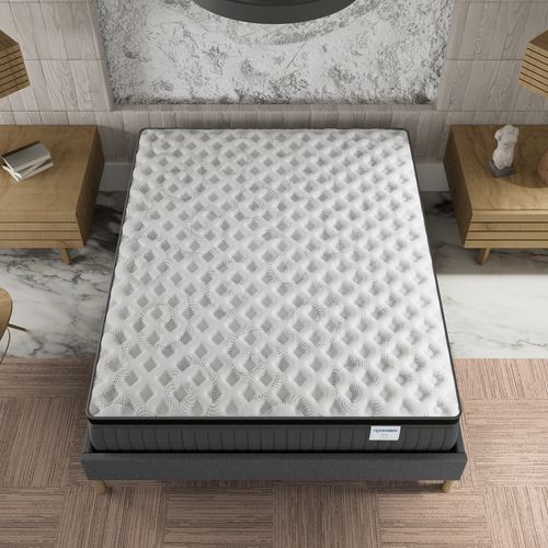 Ensemble 180x200 cm, sommier + matelas ressorts ensachés, ép. 30cm à mémoire de forme