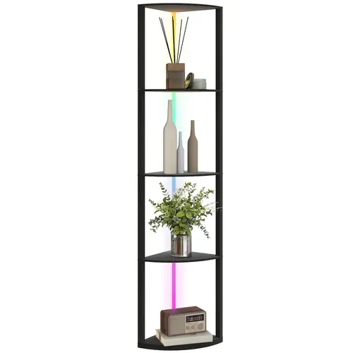 Lampadaire D'angle Avec étagère À 5 Niveaux Et LED Rgb En Mdf 42x29.5x163 Cm