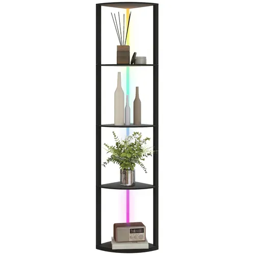 Lampadaire D'angle Avec étagère À 5 Niveaux Et LED Rgb En Mdf 42x29.5x163 Cm