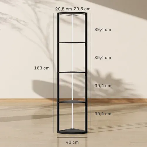 Lampadaire D'angle Avec étagère À 5 Niveaux Et LED Rgb En Mdf 42x29.5x163 Cm