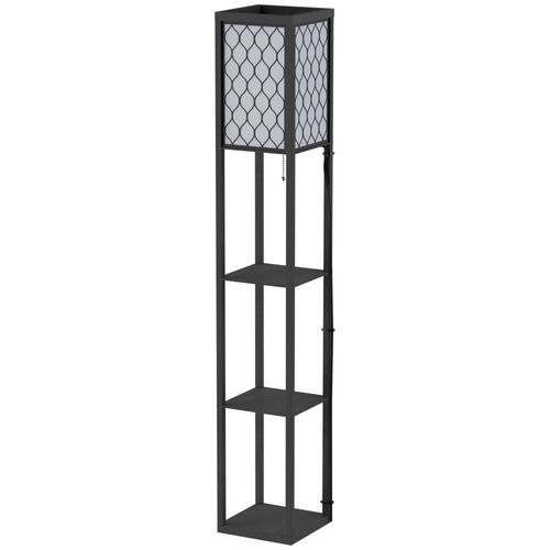Lampadaire Avec étagère 3 Niveaux En Panneau De Particules Douille E27 26x26x160 Cm