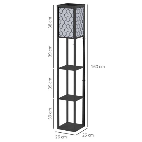 Lampadaire Avec étagère 3 Niveaux En Panneau De Particules Douille E27 26x26x160 Cm