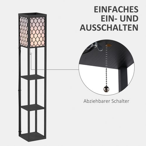 Lampadaire Avec étagère 3 Niveaux En Panneau De Particules Douille E27 26x26x160 Cm