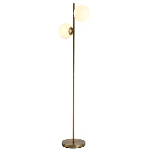 Lampadaire 2 Abat-jours En Verre Avec Pied En Métal 39x28x165 Cm