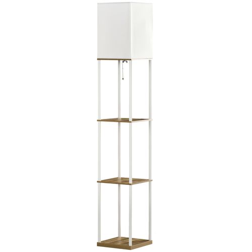 Lampadaire Avec 3 étagères En Mdf Et Métal Blanc Et Marron 26x26x159 Cm