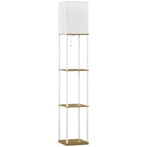 Lampadaire Avec 3 étagères En Mdf Et Métal Blanc Et Marron 26x26x159 Cm