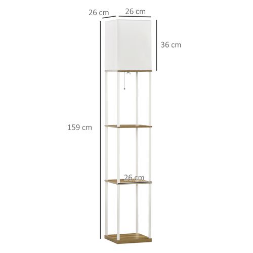 Lampadaire Avec 3 étagères En Mdf Et Métal Blanc Et Marron 26x26x159 Cm