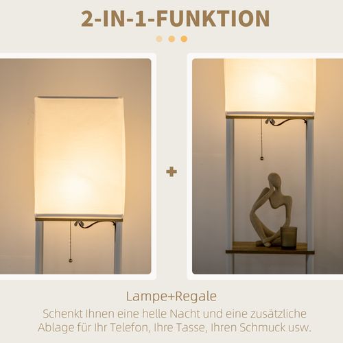 Lampadaire Avec 3 étagères En Mdf Et Métal Blanc Et Marron 26x26x159 Cm