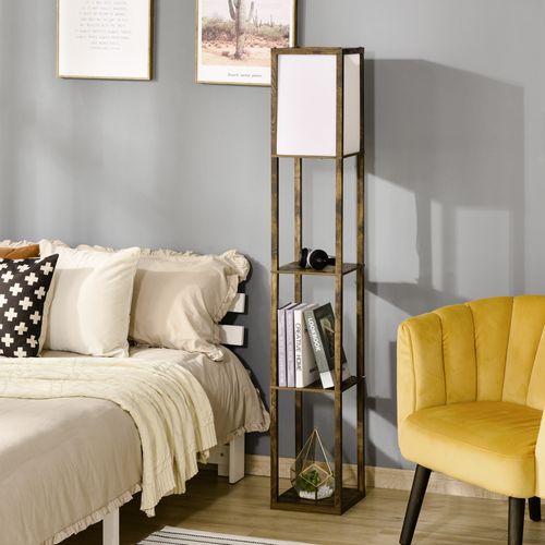 Lampadaire Avec 3 étagères En Bois Et Mdf 26x26x160 Cm
