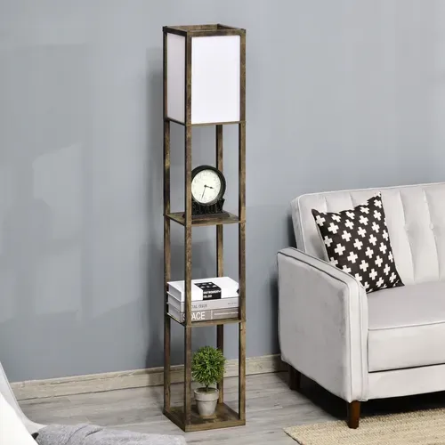 Lampadaire Avec 3 étagères En Bois Et Mdf 26x26x160 Cm