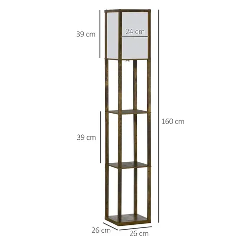 Lampadaire Avec 3 étagères En Bois Et Mdf 26x26x160 Cm