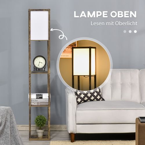 Lampadaire Avec 3 étagères En Bois Et Mdf 26x26x160 Cm