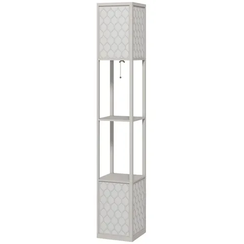 Lampadaire étagère Avec 2 Tablettes Et Interrupteur À Tirette Noir Et Blanc 26x26x156 Cm