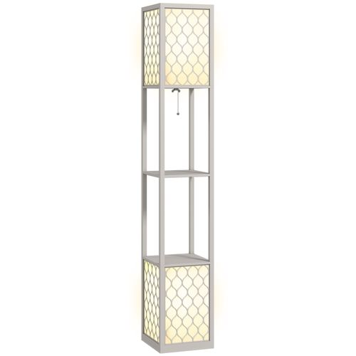 Lampadaire étagère Avec 2 Tablettes Et Interrupteur À Tirette Noir Et Blanc 26x26x156 Cm
