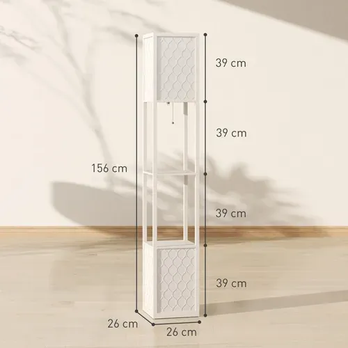 Lampadaire étagère Avec 2 Tablettes Et Interrupteur À Tirette Noir Et Blanc 26x26x156 Cm