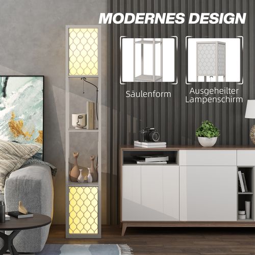 Lampadaire étagère Avec 2 Tablettes Et Interrupteur À Tirette Noir Et Blanc 26x26x156 Cm