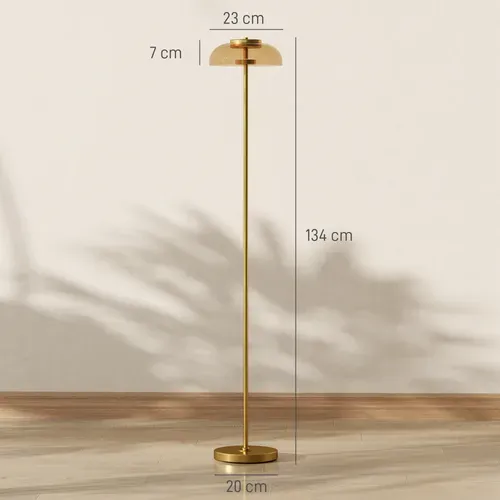 Lampadaire LED Avec Interrupteur Au Pied En Métal Et Verre Laiton 25x25x134 Cm