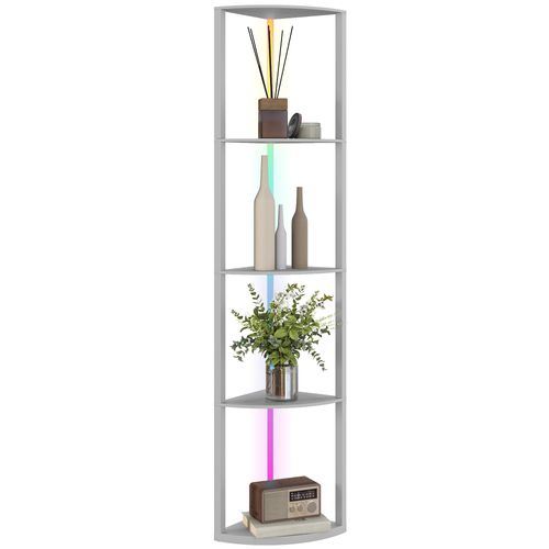 Lampadaire D'angle Avec étagère 5 Niveaux LED Rgb En Mdf 42x29.5x163 Cm