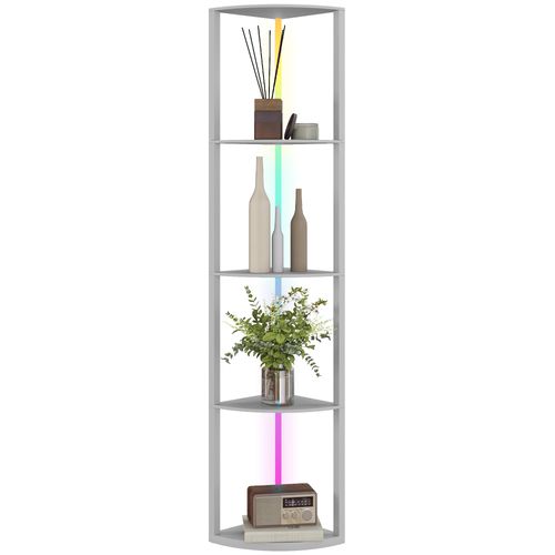 Lampadaire D'angle Avec étagère 5 Niveaux LED Rgb En Mdf 42x29.5x163 Cm