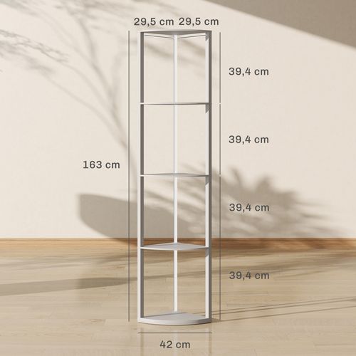 Lampadaire D'angle Avec étagère 5 Niveaux LED Rgb En Mdf 42x29.5x163 Cm