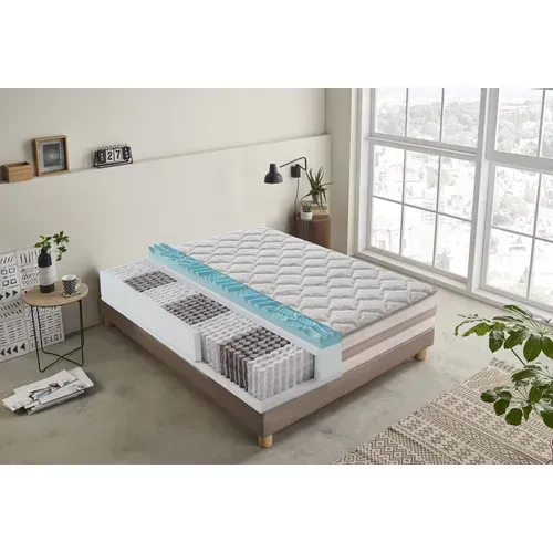 Matelas Ressorts Ensachés 160x190 Cm - Accueil Mémoire De Forme - Epaisseur 25 Cm - Housse Amovible