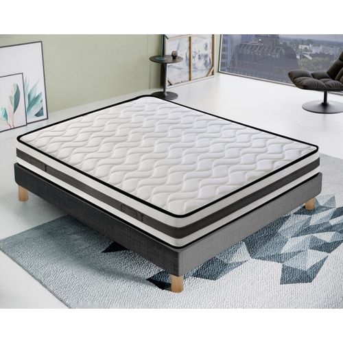 Matelas Mousse 200x200 FENIS - Epaisseur 20 Cm - Réversible - Côté Été/hiver