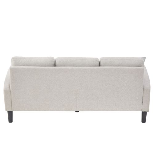 Sofa D'angle Compact 3 Places En Coton-lin 166x118x77 Cm Méridienne Intégrée, Beige élégant