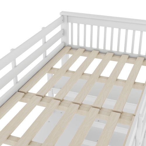 Lit Mezzanine 90x200 Cm Avec étagères Et Bureau Sous Le Lit, Blanc