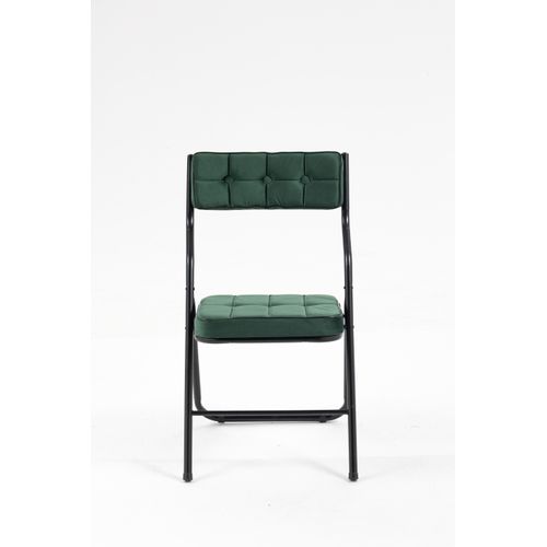 Chaises Pliantes Métal Et Tissu 2 Pièces Avec Coussin, Pliables Et Portables,  Vert