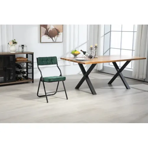 Chaises Pliantes Métal Et Tissu 2 Pièces Avec Coussin, Pliables Et Portables,  Vert