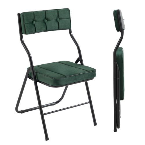 Chaises Pliantes Métal Et Tissu 2 Pièces Avec Coussin, Pliables Et Portables,  Vert