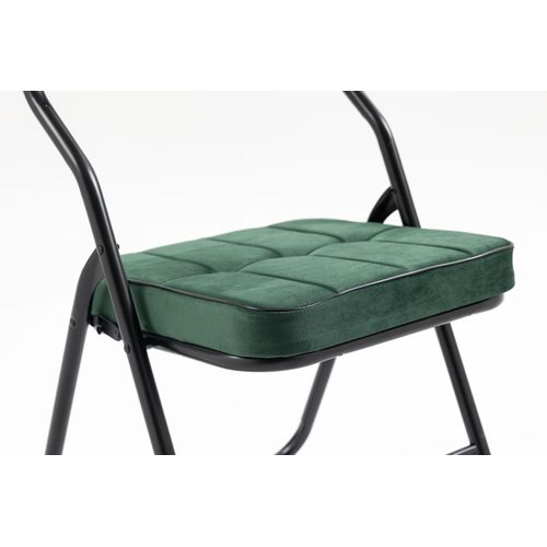 Chaises Pliantes Métal Et Tissu 2 Pièces Avec Coussin, Pliables Et Portables,  Vert