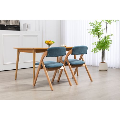 Chaises Pliantes Bois Et Tissu 2 Pièces Empilables Avec Coussin Amovible,  Bleu