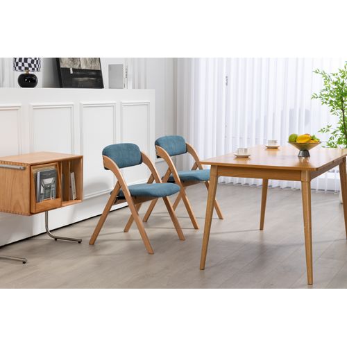 Chaises Pliantes Bois Et Tissu 2 Pièces Empilables Avec Coussin Amovible,  Bleu