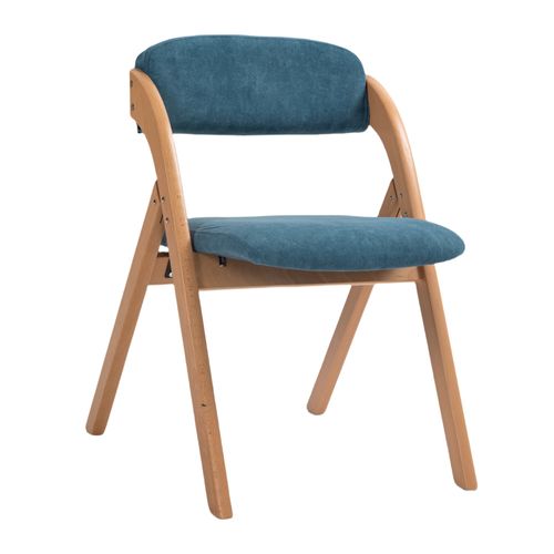 Chaises Pliantes Bois Et Tissu 2 Pièces Empilables Avec Coussin Amovible,  Bleu