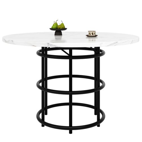 JZGORC Table à Manger Rectangulaire 110x70x75 Cm – Moderne Blanc, Pieds Hêtre Naturel, Anneau Antidérapant, Pour 4-6 Personnes