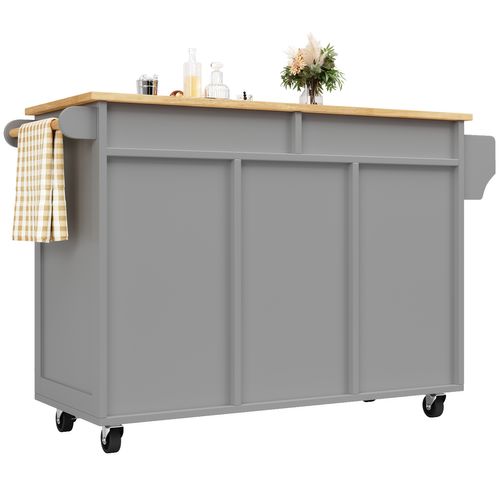 Îlot Moderne 102×45×92cm Mdf Bois Avec Rangements Multifonctionnels, , Gris