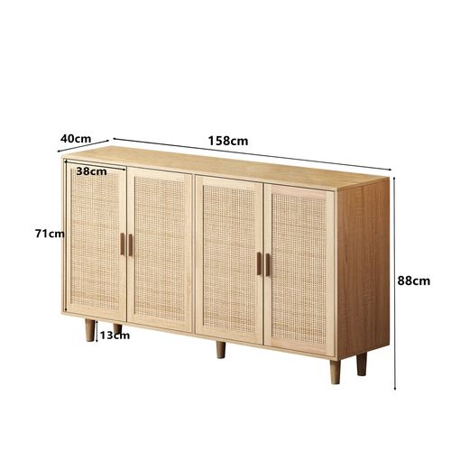 Armoire De Rangement Décorative 4 Portes En Rotin élégante Et Fonctionnelle Pour Chambre,salon