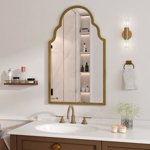 Miroir Rectangulaire, Cadre Métal, Miroir Pour Mur, 61x101cm En Bronze