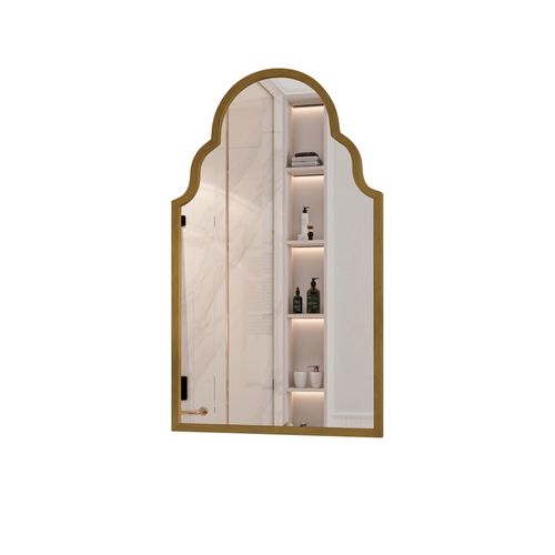 Miroir Rectangulaire, Cadre Métal, Miroir Pour Mur, 61x101cm En Bronze