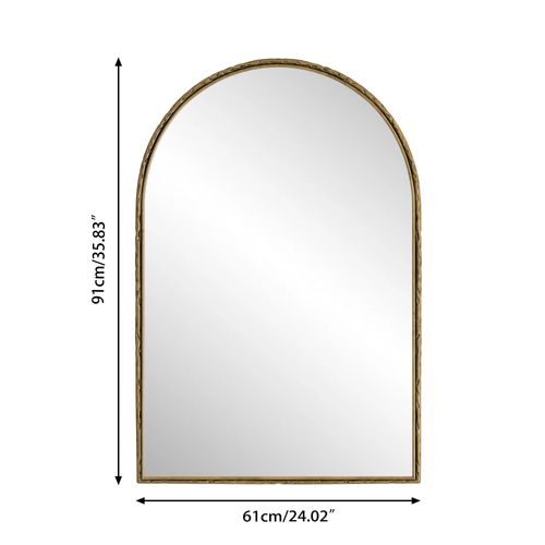 Miroir Arqué, Miroir De Mur En Métal, Miroir De Salle De Bain Et Décor Mur, Doré