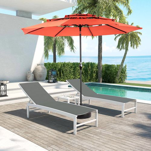 Parasol Double Face Rectangulaire 4,5 m Avec Manivelle Pour Extérieur ,orange