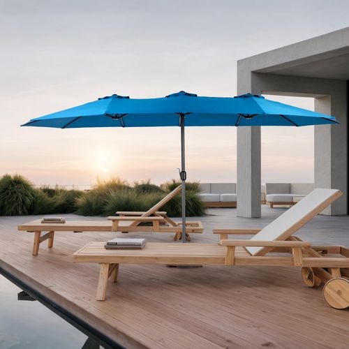 Parasol Double Face Rectangulaire 4,5 m Avec Manivelle Pour Extérieur ,bleu Foncé