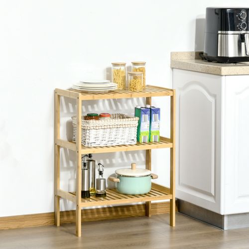 étagère Standregal 3 Niveaux En Bambou Pour Cuisine Salle De Bain Salon Couloir 62 X 33 X 80 Cm
