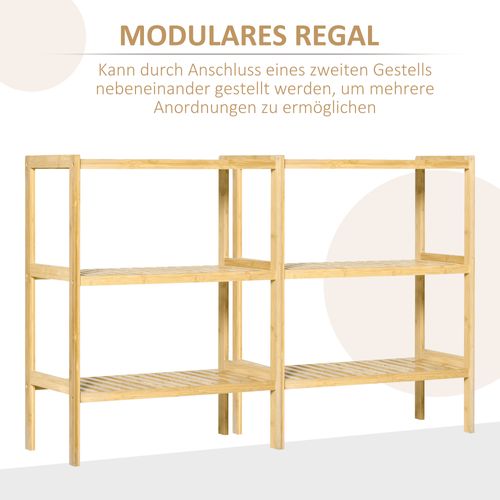 étagère Standregal 3 Niveaux En Bambou Pour Cuisine Salle De Bain Salon Couloir 62 X 33 X 80 Cm