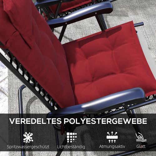 Housse De Coussin Pour Transat En Textile Imperméable, 50x116x5 Cm, Vin Rouge